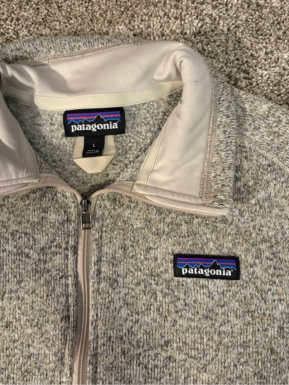 Women's Patagonia Better Sweater 1/4 Zip Fleece - Size L - Beige Oatmeal Heather